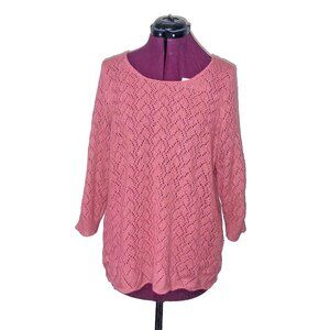 DEBBIE MORGAN Pullover Sweater Coral Womens Size Large 3/4 Sleeves